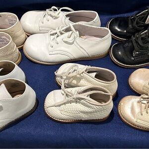 6 pairs of Toddler shoes- white, tan and black